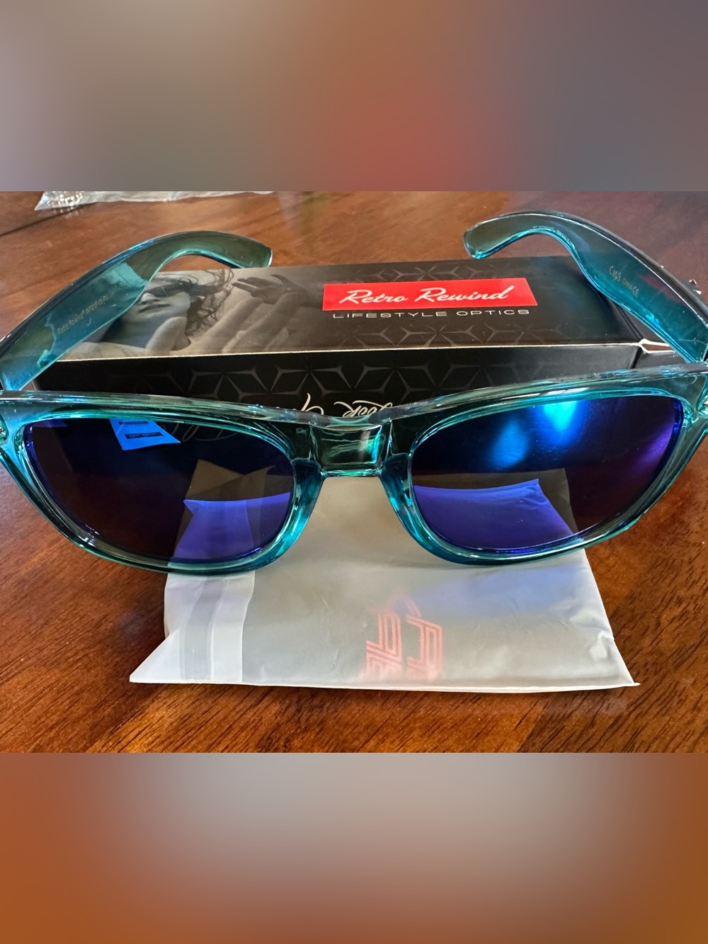 Teal Frame Sunglasses with Blue Lenses -